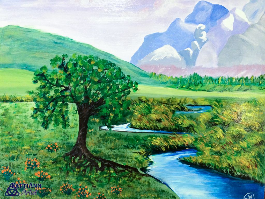 Psalm 1 tree river mountains fields