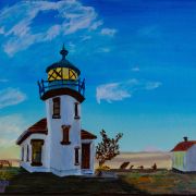 Pt. Robinson lighthouse early morning light from photo by Beth Bridgers John