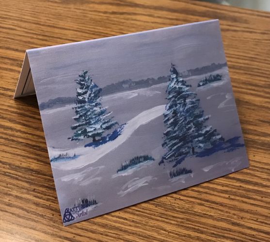 Blank Note Cards – Christmas in Snow – 4.6″ x 7.2″ premium glossy finish @ $4.50 each.