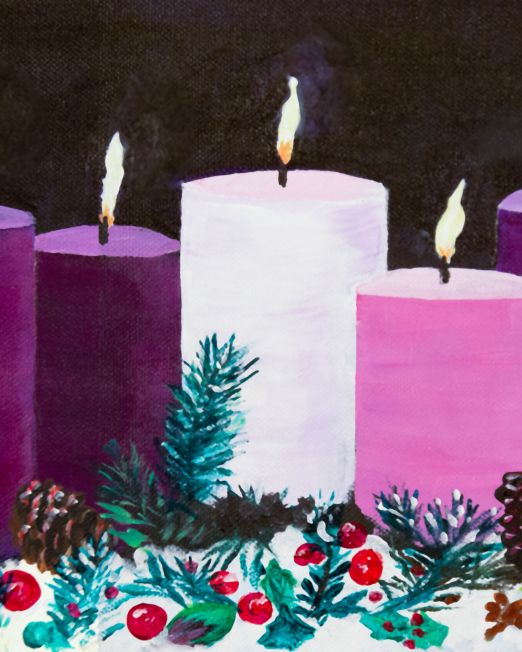 Advent Candle Lighting in Snow