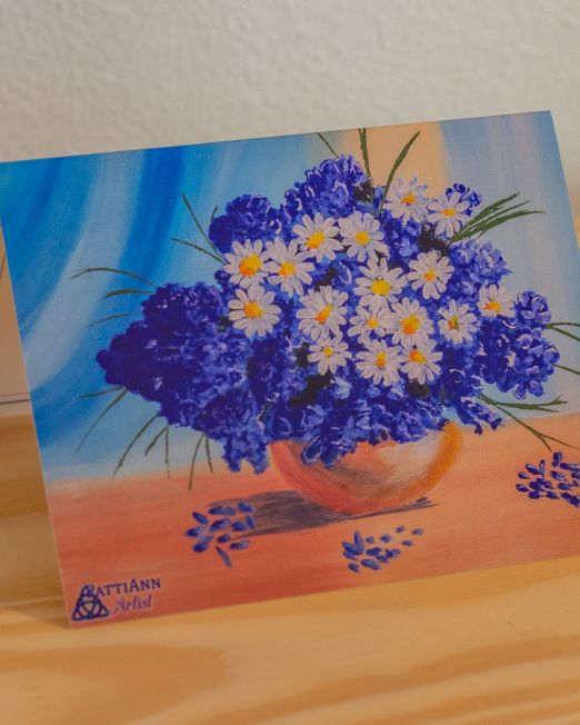Note Card - Daisies in Blue