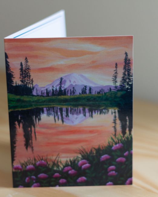 Card-Mt. Rainier Sunset Reflection