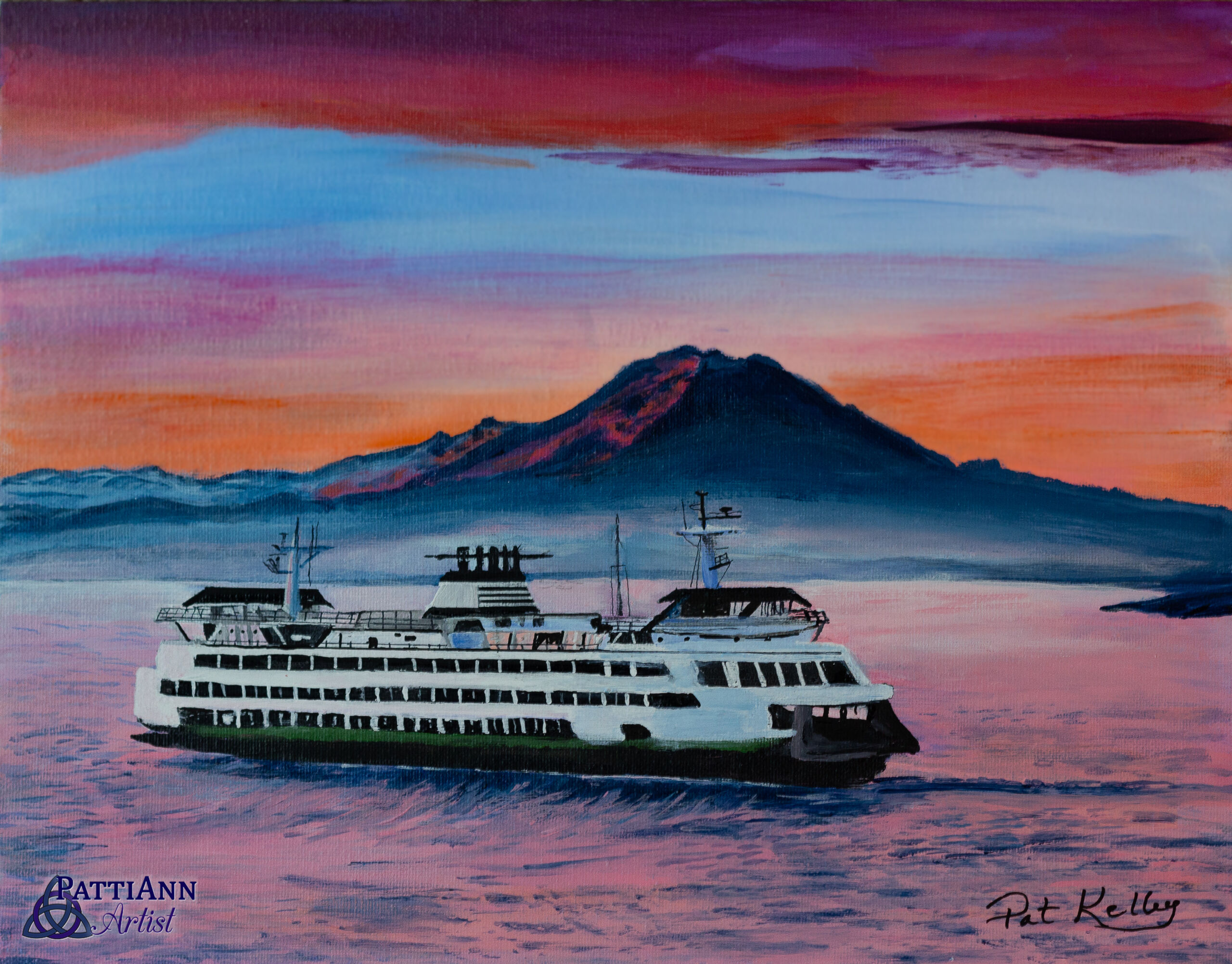 Northwest Morning Aglow, Mountain & Ferry – SOLD