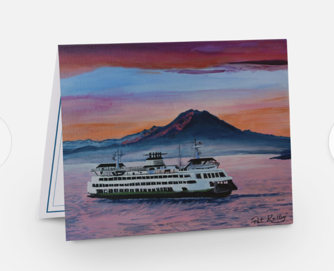 Note Card – Northwest Morning Algow Mountain & Ferry