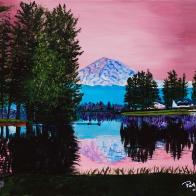 Mt. Rainier Sunset Reflection at Lake Tapps